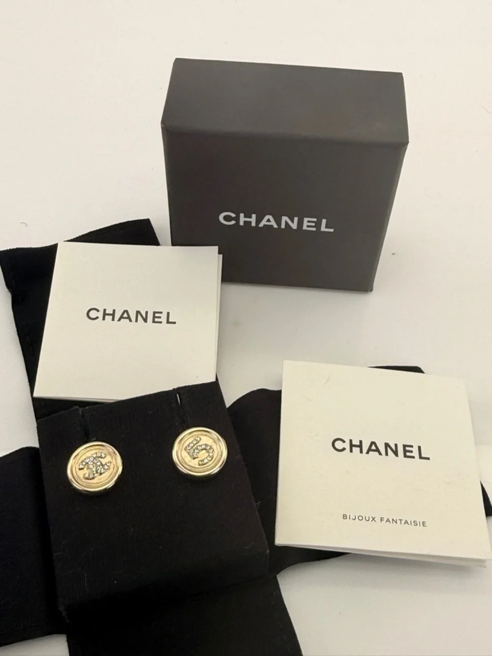 Chanel CC 5 Stud Earrings Gold Metal Golden